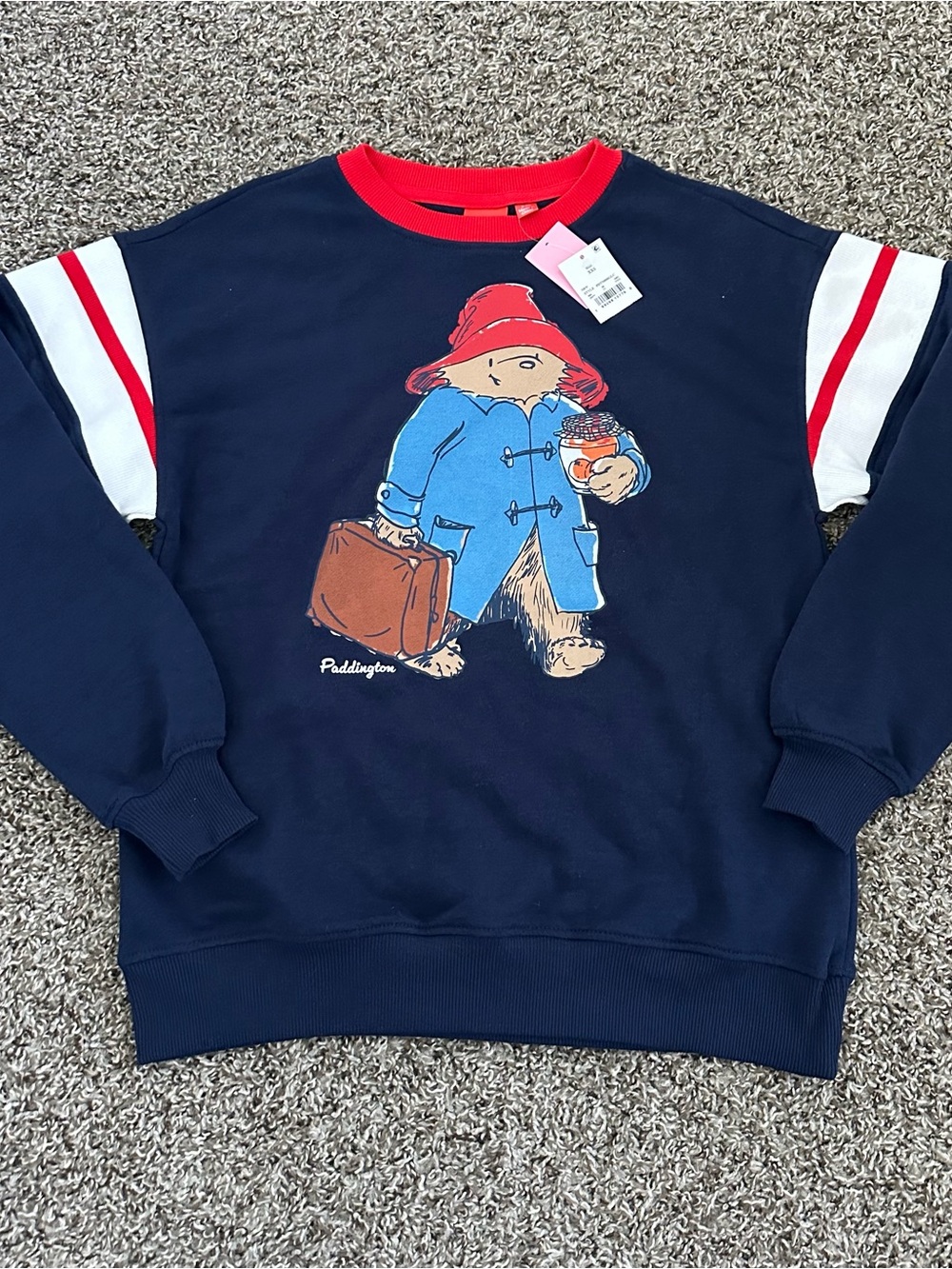 Target Navy Sweatshirt with Red Trim and Paddington Graphic